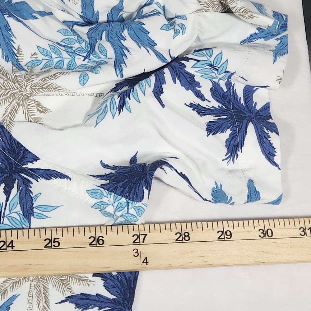 Campia Moda Hawaiian‎ Shirt Mens XL White Blue Rayon Palm Tree Tropical Aloha - Picture 6 of 10